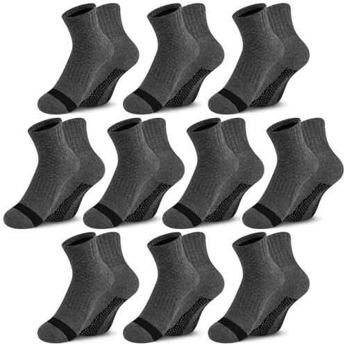 Comfoex 10 Pairs Boys Socks Half Cushion Cotton Quarter Running Socks Ankle Sock for Little Big Kids 6-8 8-10 Years Olds