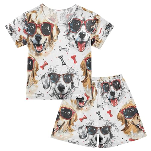 senya Short Sleeve Pajamas Sets Summer Cotton Sleepwear Dogs Wear Sunglasses