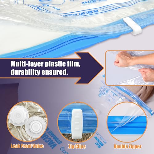Image of Travel Vacuum Bags with Electric Pump, Vacuum Travel Bags for Luggage and Suitcase, Combo 9 Pack