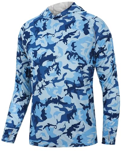 Image of FISHEAL Men's Camo Fishing Hoodie, UPF 50+ Long Sleeve Sun Protection Shirt
