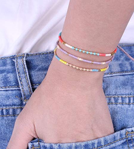 Kelitch 3 Pcs Colorful Mixed Seed Bead Bracelets Friendship Link Bracelet Handmade Fashion Strand Bracelet For Women #TOP3