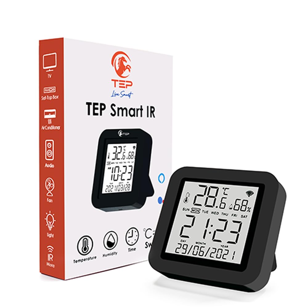 See full amazon price history chart for TEP SMART LIFE - SMART REMOTE T&H SENSOR + IR CONTROL - LCD - 65X65X17MM - BLACK (Alexa support) - iOS & Android App TEP SMART LIFE - SMART REMOTE T&H SENSOR + IR CONTROL - LCD - 65X65X17MM - BLACK (Alexa support) - iOS & Android App (B0CJ7FC329) Amazon Price History, Amazon Price Tracker
