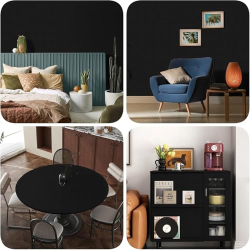 Image of Premium Black Textured Wallpaper -Self Adhesive Eco Friendly Wall Coverings, Waterproof Peel and Stick Wall Stickers for Bedroom, Kitchen, Living Room & Hotel (45X300CM)