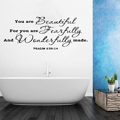 Inspirational Wall Stickers for Living Room Living room bedroom prayer stickers Wall Letters Sticker for Living Room Quote You are Beautiful for You are Fearfully and Wonderfully Make Quote Wall Decal