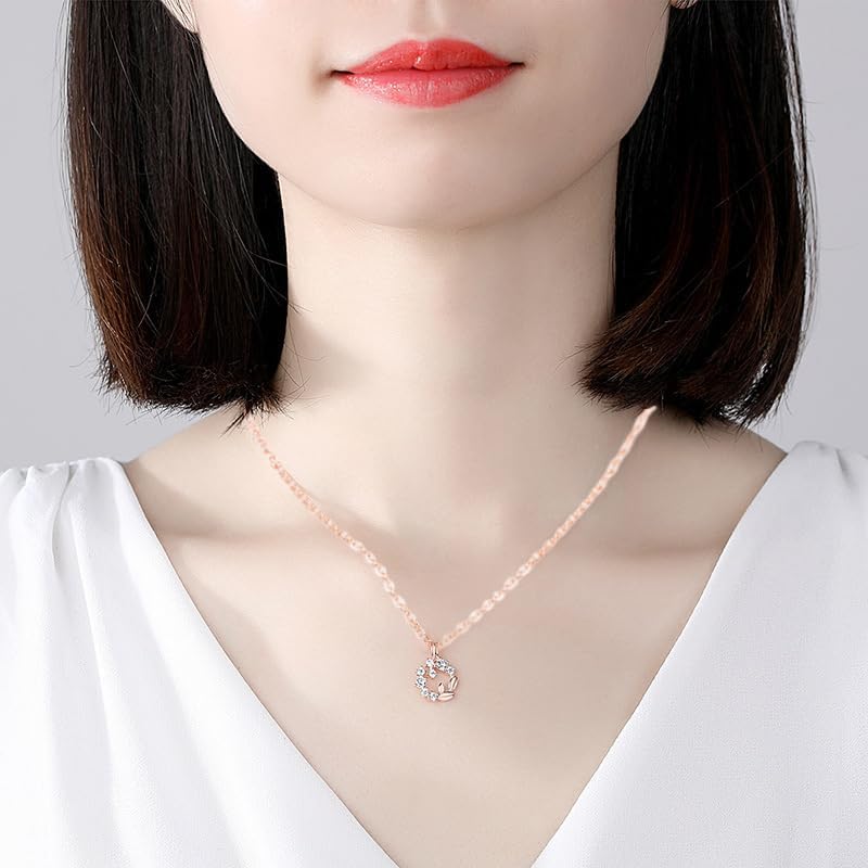 Rose Gold/Platinum Plated Flower Necklace Earrings Set for Women Cubic Zirconia Flower Jewelry Sets Wedding Party Bridal Bridesmaid Accessories - Image 7