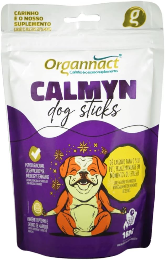 CALMYN DOG STICKS 160G Cachorros Petiscos Biscoitos Sabor Carne para Acalmar Pet Casa Buritis (160g)