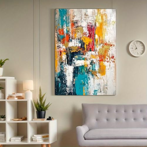Grande toile abstraite encadrée décoration murale moderne salon chambre 80x120