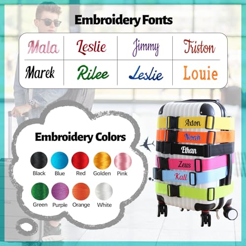 Personalized Adjustable Luggage Strap 1 Item,Custom Embroidered Name Luggage Strap,Travel Safety Accessories (Pink, Long)3