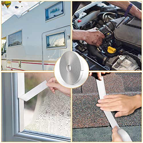 Image of 4 Pack Butyl Tape Bulk,1 /8 inch x 3 /4 inch x 30 ft, White Butyl Sealant Tape, Butyl Rubber Caulk Tape, Perfect Butyl Tape RV Window Sealant Tape, Roof Caulk Tape, Butyl Rubber Roll, EPDM Rubbers Roof Patching