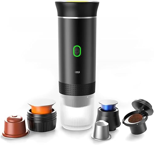 Miniatura 9 de Cafetera portátil, mini cafetera eléctrica de 15 bares, autocalentable a mano, conveniente y versátil, cargador de coche USB C, compatible con