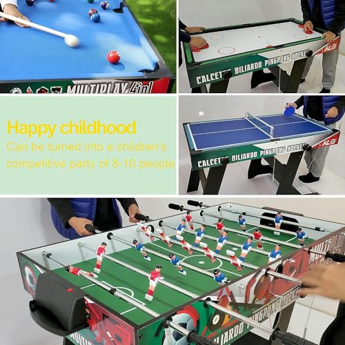 HLC Tischkicker Spieltisch 4 in 1 Multi Spieltisch Kicker Multigame Spieletisch Klappbar Teleskopstangen Spieltisch Multifunktionstisch Billard Tischtennis Tischhockey 123 * 61 * 80CM, Mehrfarbig – Bild 4