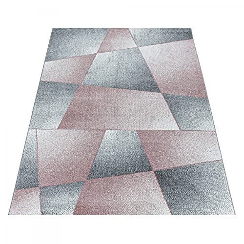 Tapis design abstrait rose 80x150 cm géométrique - 4