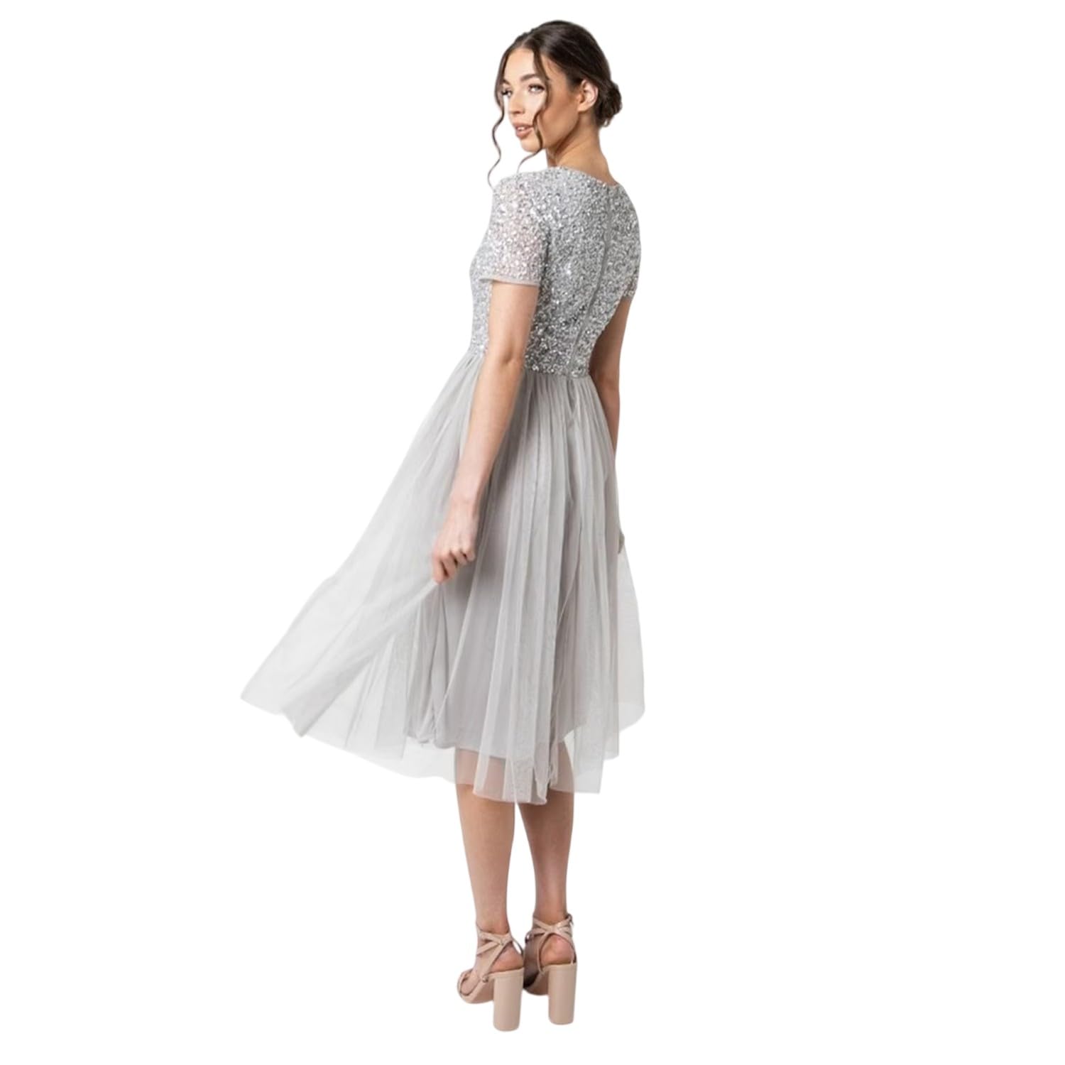 Maya Deluxe Damen Midi-Kleid mit V-Ausschnitt – Bild 4
