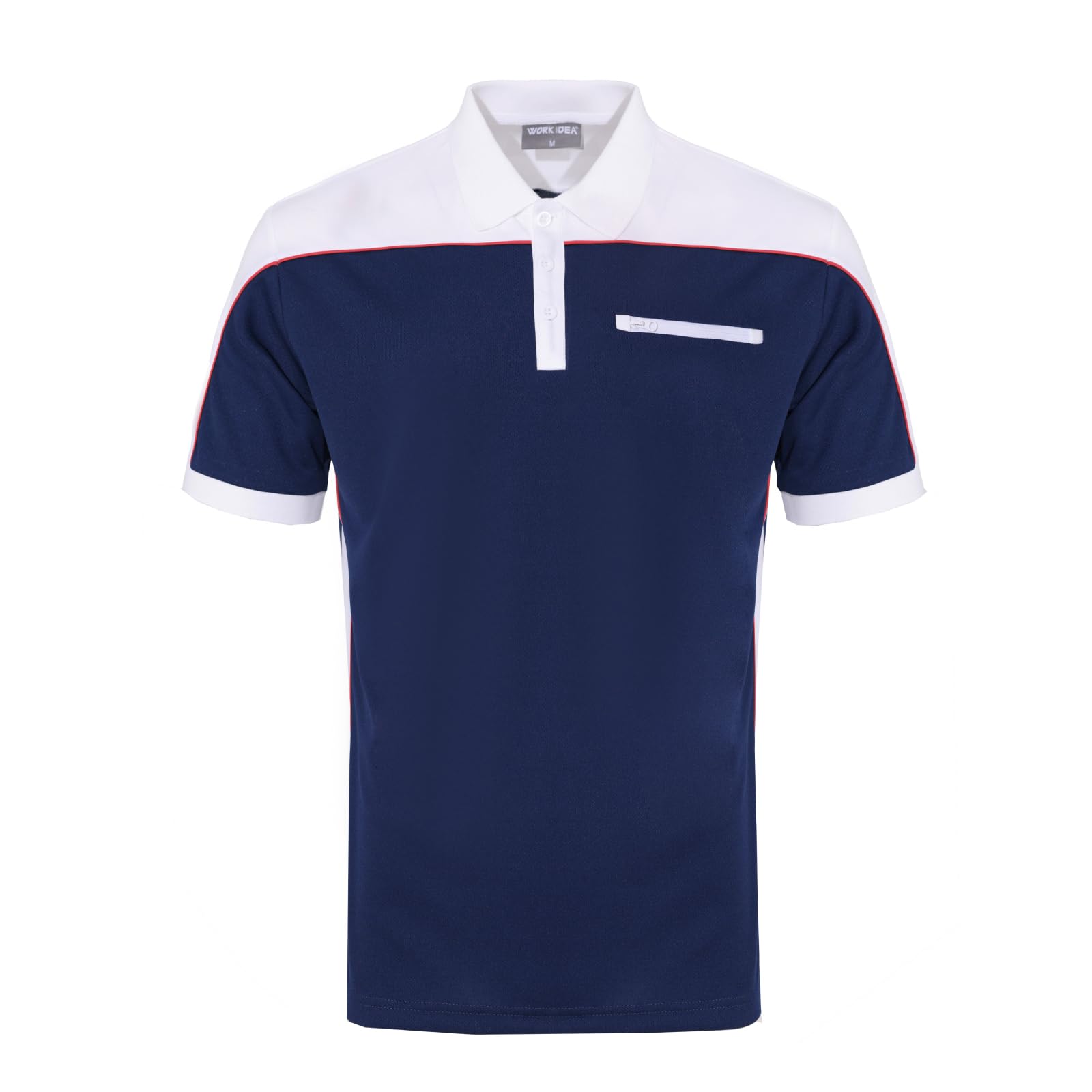 WORK IDEA Herren Polo-Shirt Arbeit Kurzarm Arbeitsshirt - 100% Polyester mit Kontrastfarben