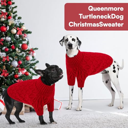Queenmore Hundepullover Dackel, Strick & Wärme, Große Pullover Winter für Katzen, Chihuahua, Yorkshire, Rot, M