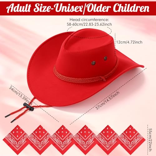 Image of Zhanmai 12 Pcs Cowboy Hat and Bandana Cowboy Cowgirl Hats Bulk Western Party Costume Halloween Accessory