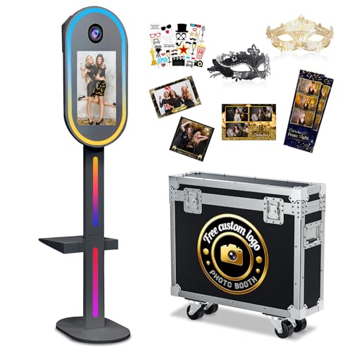 Image of Magic Mirror Photo Booth,15.6 inch Touch Screen DSLR Photo Booth Machine, RGB Mood Light with Flight Case Remote App Control RGB Light for Weddings, Parties & Events (Black)