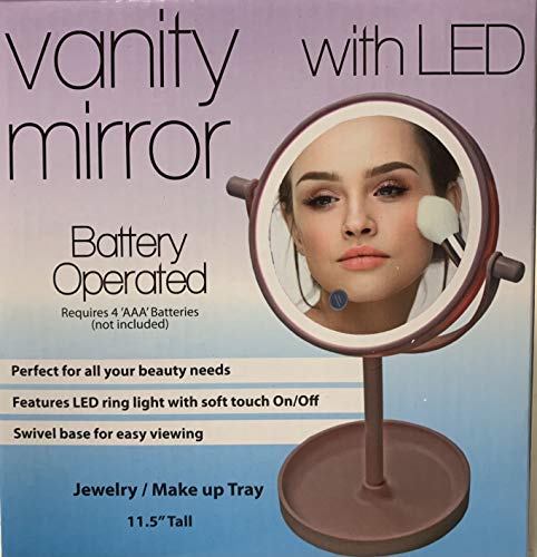 Espejo de maquillaje redondo con luz LED Vanity miniatura 6