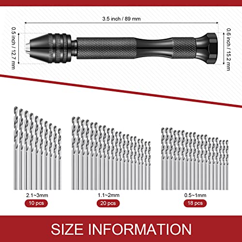 Image of 59 Pieces Hand Drill Bits Set Include 49 Pcs Metal Pin Vise Hand Drill Micro Mini Twist and 10 Pcs Tungsten Carbide PCB Rotary Tools for Resin Polymer Wood Craft DIY Jewelry Making Carving