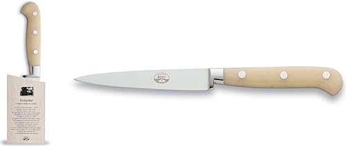 Coltellerie Berti Insieme Straight cuchillo de pelar Wbloque de madera Magnetized  Mango Lucite Marfil