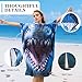 Tirrinia Surf Poncho Changing Robe, Hooded Beach Towel for Adults, Quick Dry Lightweight Surf Towel for Women & Men, Portable Swim Cover Up for Beach Pool Camping, Shark