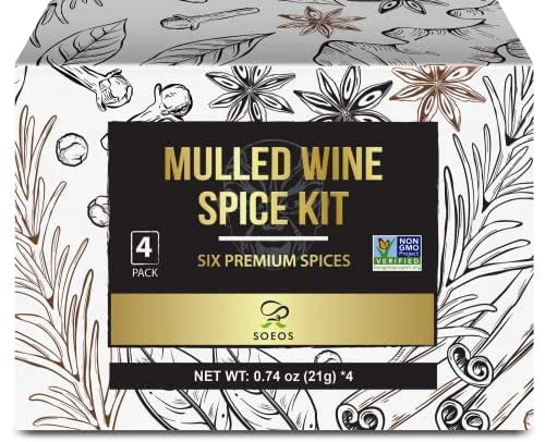 Soeos Mulled Wine Spice Kit, 2.96 oz (0.74 oz*4), Six