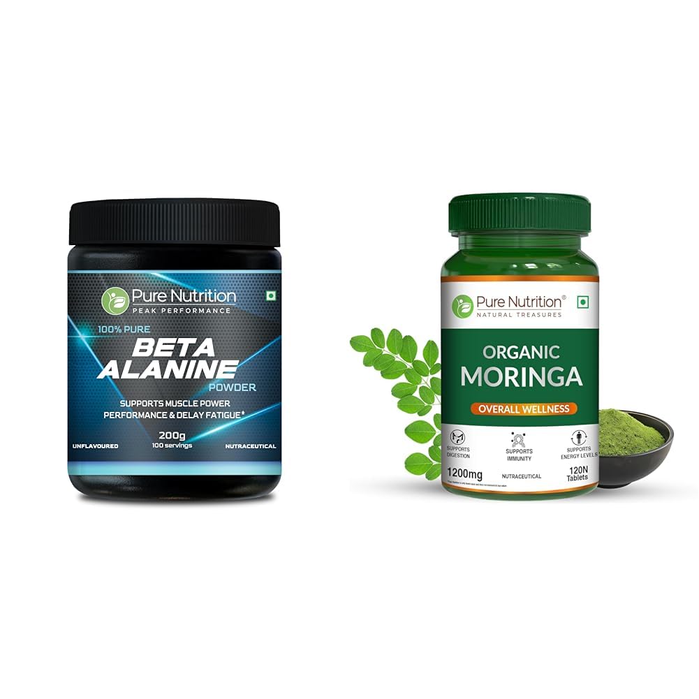 Pure Nutrition 100% Pure Beta Alanine Powder (200 gm), Unflavored | Pre Workout Supplement Amino A | Pure Nutrition Moringa 1200mg – 120 Veg Tablets | Rich in Antioxidants, Vitamins & Minerals | Supp-picture-27