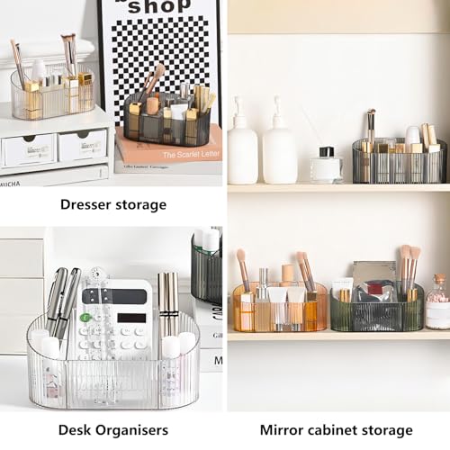 DASITON Capacity Makeup Brush Holder,5 Slot Makeup Brush Holder,Vintage striped Make Up Brush Holder,for Vanity Decor,Bathroom Countertops,Desk Storage Container,Cosmetic Display c image 7