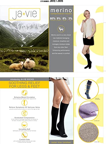 Image of ja vie 80% Merino Wool Ultra Soft 15-20mmHg Graduated Compression Socks for Women & Men