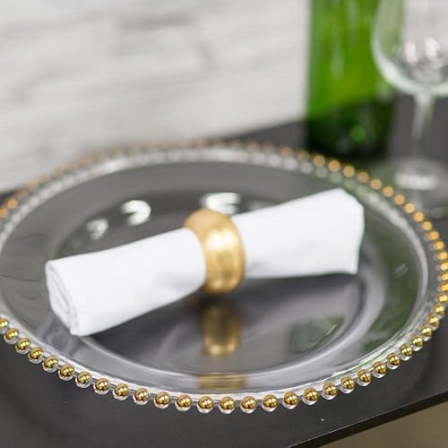 Miniatura 5 de Richland Juego de 12 platos de carga de vidrio con cuentas doradas de 13 pulgadas