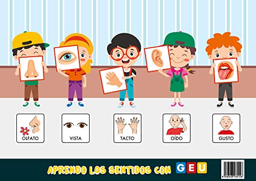 Aprendo los sentidos con Geu: Enseña A Través De pictogramas | formato plastificado para múltiples Usos | Educación Infantil y Tea: Formato A3 ... ... ... y volver a utilizar tras cada uso.