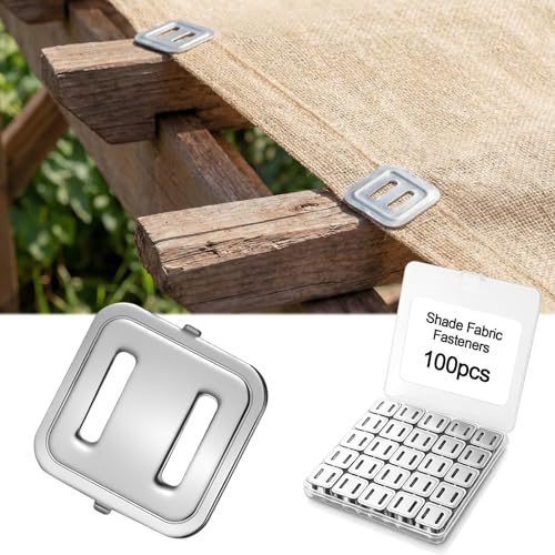 Moxweyeni 100 Pcs Galvanized Shade Cloth Clips Sun Shade Fabric Timber Fasteners Sun Screen Accessories for Outdoor Garden Pergola Patio(Silver)