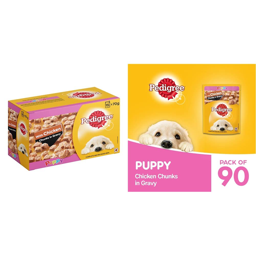 Pedigree Puppy Wet Dog Food, Chicken Chunks in Gravy, 70 G (Pack of 15) & Puppy Wet Dog Food, Chicken Chunks in Gravy, 70 G (Pack of 90) (B08KVCLMWH) Amazon Price History, Amazon Price Tracker