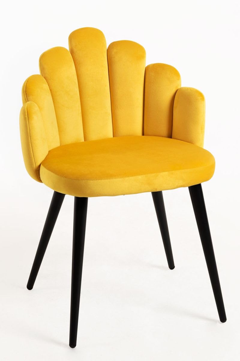 Regalos Miguel - Sillas Comedor - Silla Hand Terciopelo Patas Negras - Amarillo