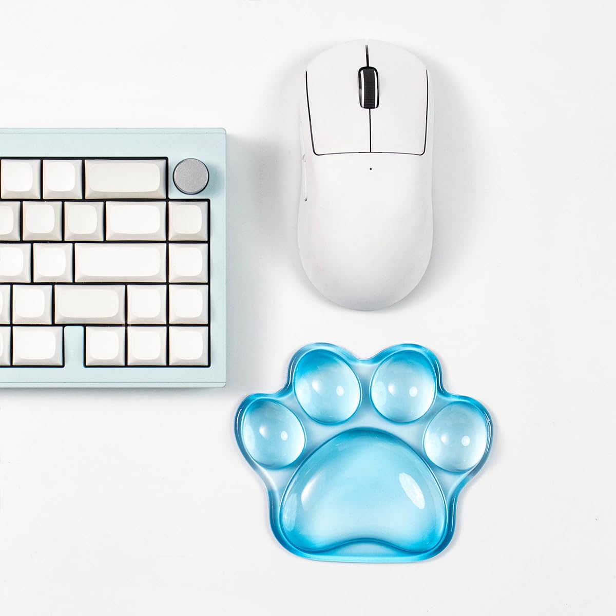 Cat Paw Mouse Wrist Rest, Clear Gel Mouse Wrist Support Pad, Purple Cute Ergonomic Wrist Cushion for Mouse, Soft Transparent Computer Mouse Wrist for Computer Laptop Office Home School(Purple): Cat Paw Sky Blue