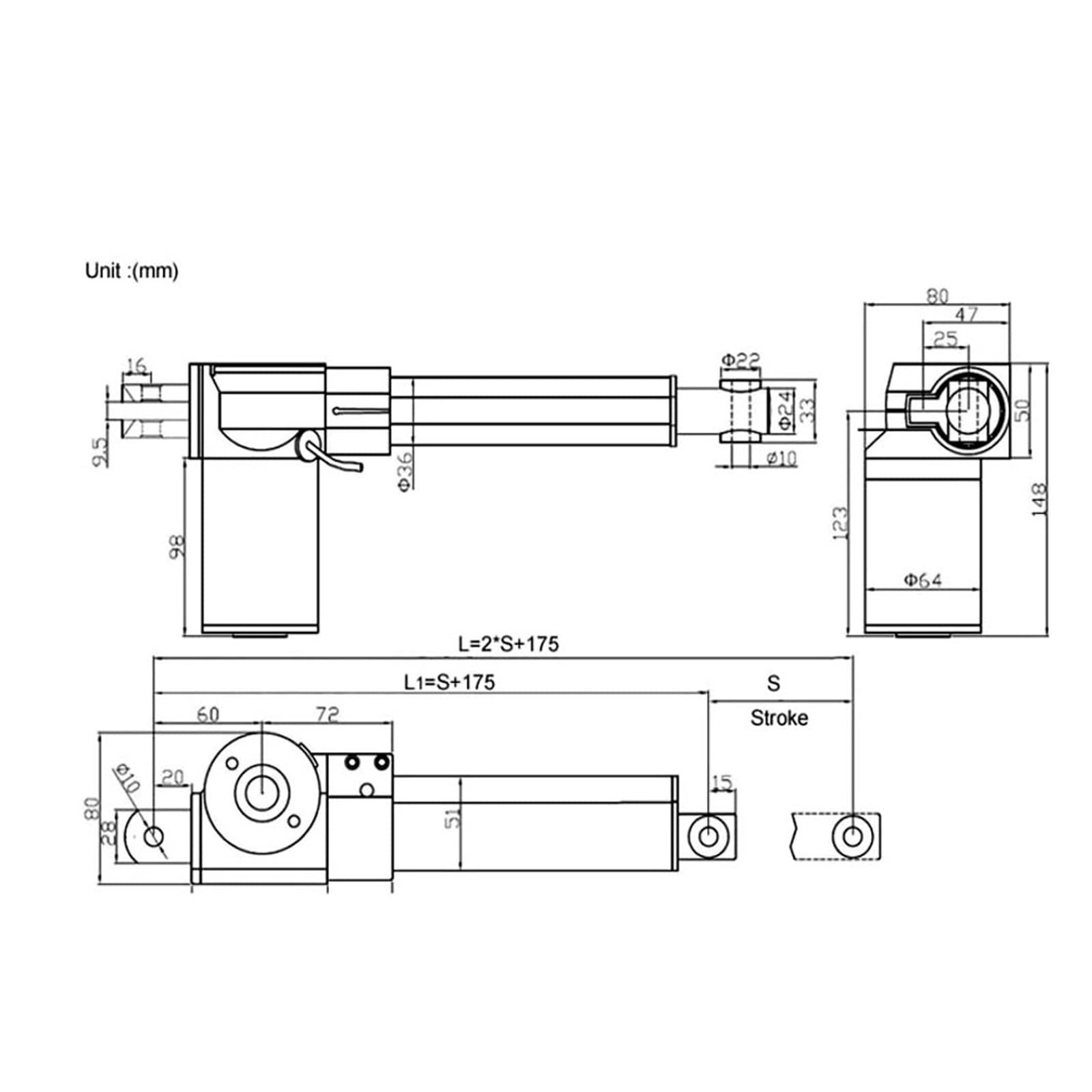 Linearantrieb 12V DC Hub 25mm-1000mm Max Push 5000N/500KG Linearantrieb + Wireless Controller + Montagehalterungen for(550mm stroke,5mm s 5000N)