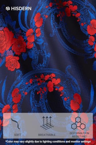 Image of HISDERN Ties for Men Paisley Tie and Pocket Square Cufflinks Set Formal Classic Floral Necktie Handkerchief Wedding Party