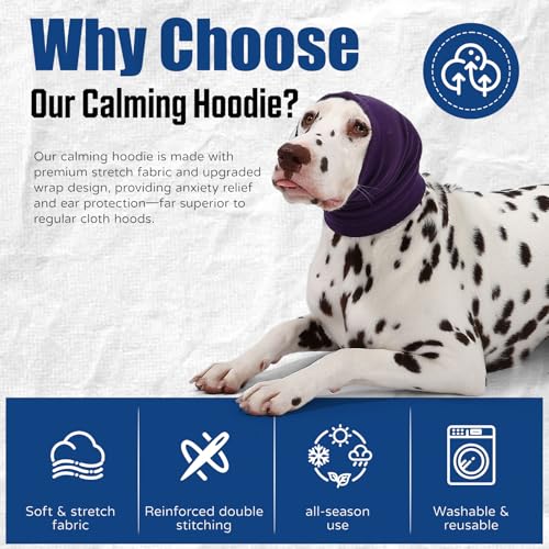 Image of Dog Calming Hoodie Quiet Head Cover Sleeves Anxiety Relief /Noise Protection - Grooming - Thunder - Fireworks