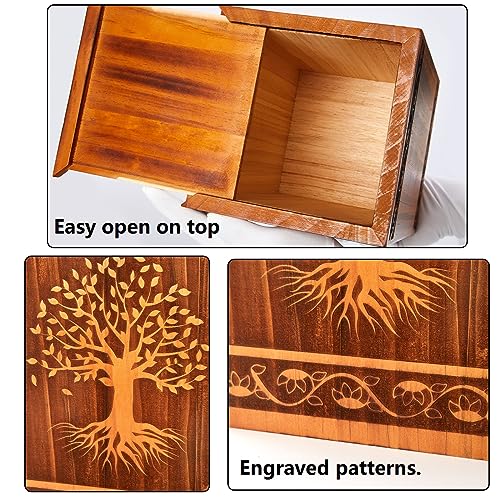 Image of Wooden Urns for Human Ashes Adult, 10x6x6Inch Hand Craved 100% Natural Solid Wood Urn, Cremation Urns for Adult Ashes Men /Dad /Mom /Female