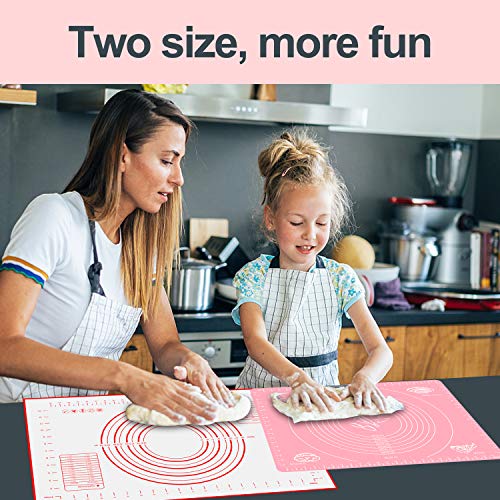 Silicone Pastry Mat, Non-slip Baking Mat Large Measurement Fondant Mat Counter Mat Reusable Dough Rolling Mat Oven Cooking Liner, Pie Crust Mat -Pink - Thumbnail 7