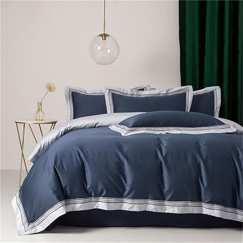 TREXD - Juego de ropa de cama de algodón egipcio nórdico de 1000 hilos tamaño Queen King funda de edredón color D tamaño tamaño Queen 4 piezas