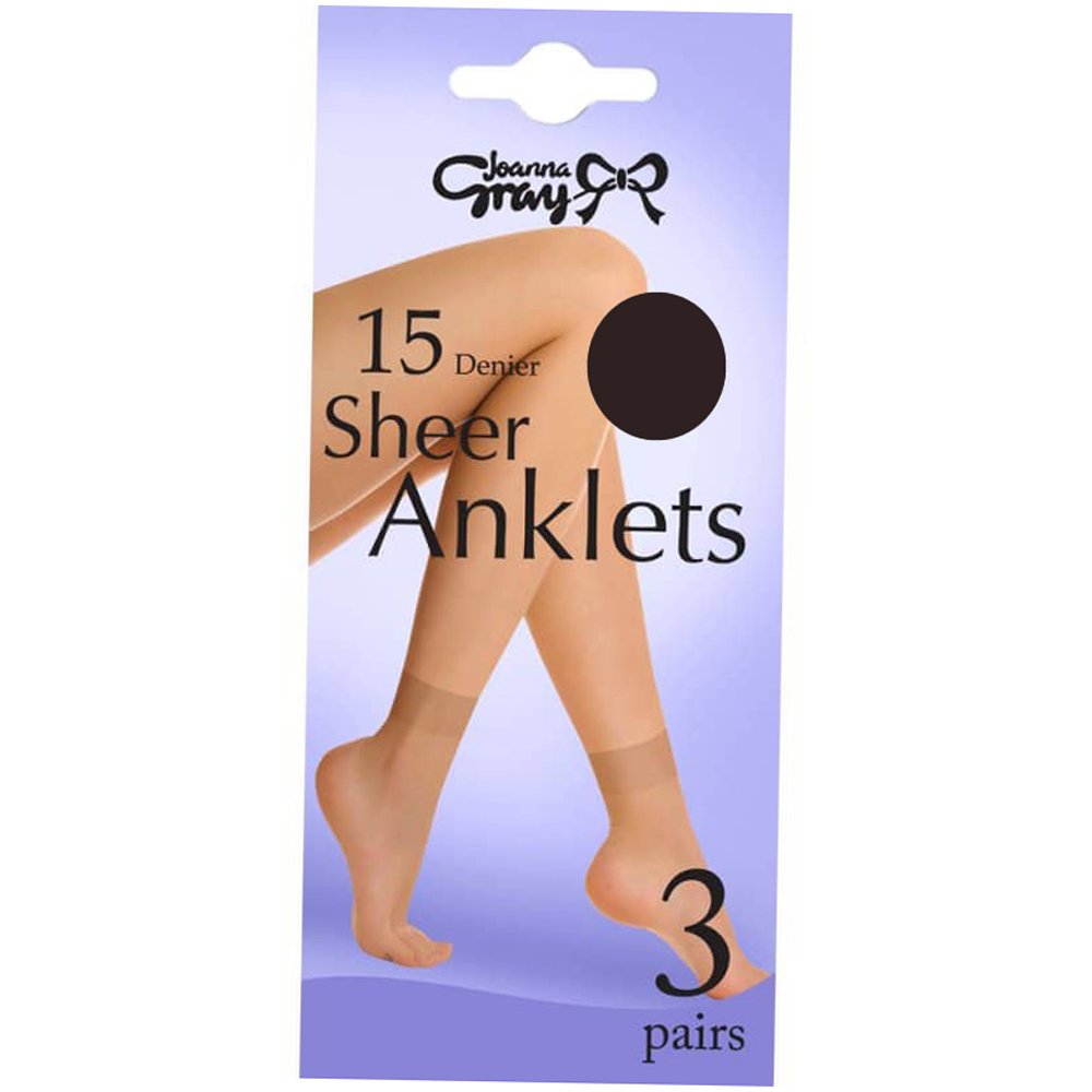 Joanna Gray Comfort Top 15 Denier Anklet Socks (3 Pair Pack) (Black)