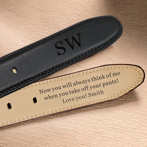 Personalized Mens Belt Engraved Leather Belt for Men Valentines Day Gifts for Him Husband Boyfriend Custom Men's Belt Gifts for Valentines Day Birthday Wedding Christmas(Design 1, Black)3