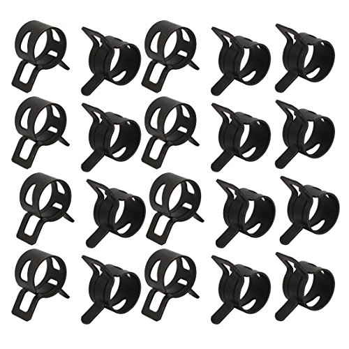 Sourcingmap 20 Pcs 13mm Spring Type Action Fuel Hose Pipe Low Pressure Air Tube Clip Clamp, Black