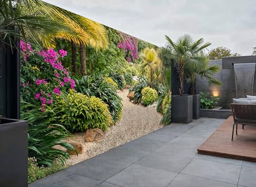 Vibrant Herbaceous Border Garden Mural, Tapestry & Curtain Waterproof Outdoor Wall Hanging, Tropical Gravel Path Wall Art & Fence Decor 157.48 inches x 70.87 Inches