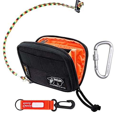 Rough Enough Credit Card Holder Wallet for Men Teen Boys with Neck Lanyard Zipper Coin Pocket Accordion Black Cordura