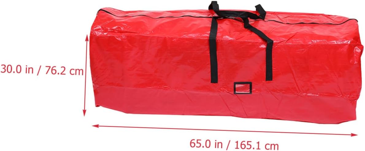 SEWACC Waterproof Christmas Tree Storage Bag with Zippered Closure and Carry Handles, Large Red Holiday Tree Pouch 165x38x76 Cm Dustproof Organizer for Indoor Seasonal Décor Storage