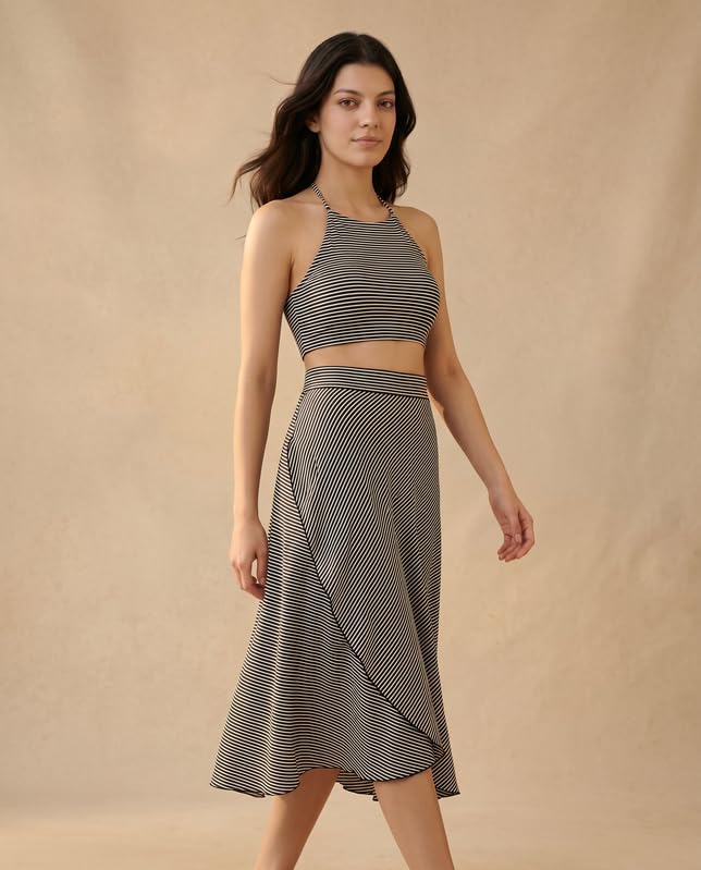 Image of Women's Boho Skirt High Low Split Summer Beach Midi Wrap Skirts
