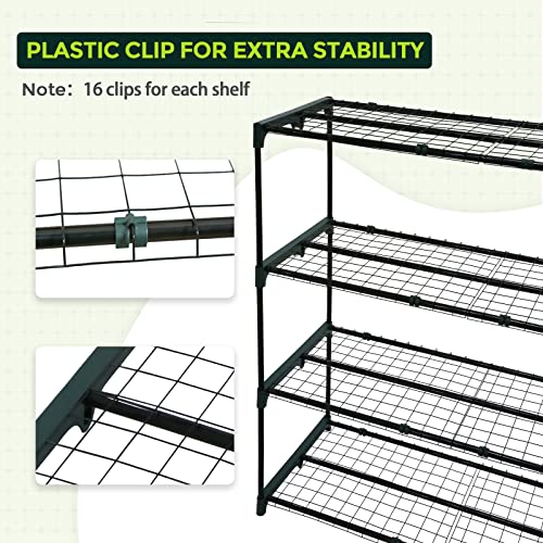 Image of EAGLE PEAK Greenhouse Shelving Staging Double 4 Tier, Outdoor /Indoor Plant Shelves, 42 inchx17 inchx42 inch, Green