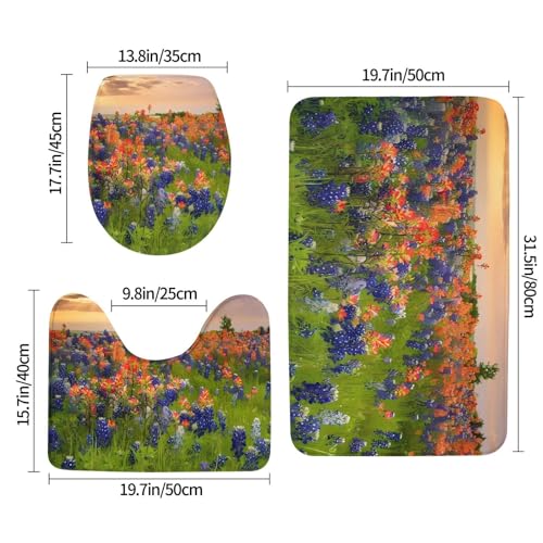 Tapis de bain super absorbants et antidérapants Texas Bluebonnets